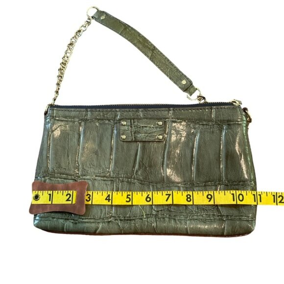 Kate Spade Wellesley Byrd Shoulder Bag – Green Croc Embossed, Gold Hardware, EUC - Picture 7 of 9